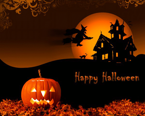 Kartka ze świecącą dynia szczęśliwego Halloween